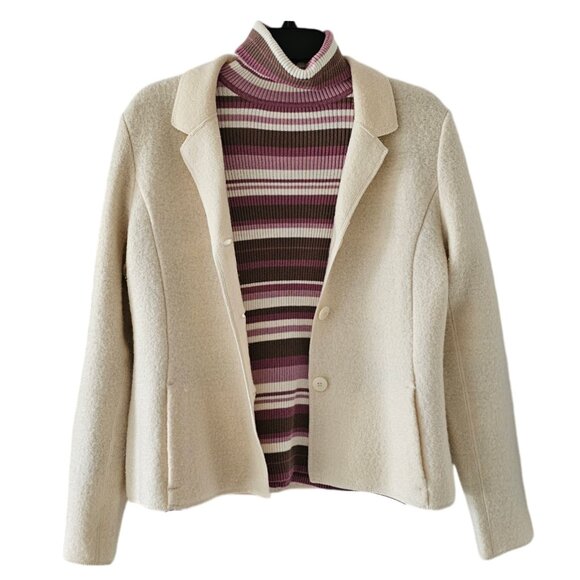 Petite Sophisticate 100% Boiled Wool Jacket | Like New | XSP | Cream - Picture 9 of 16